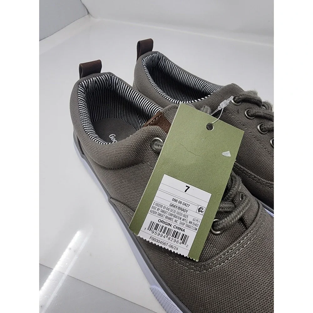 Goodfellow & Co Mens Brady Canvas Sneakers Gray Cotton Casual Size 7